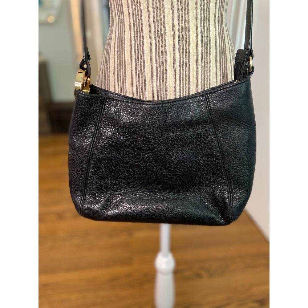 Michael Kors Fulton black pebbled leather messenger style shoulder bag
